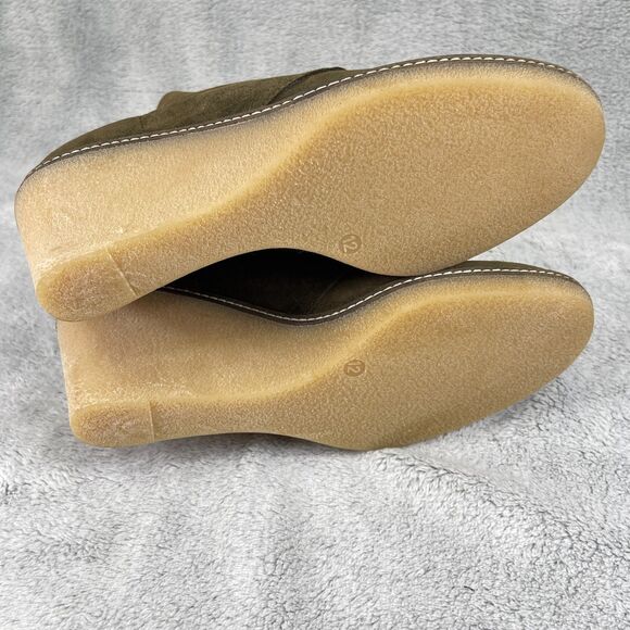 J.Crew MacAlister Womens Bootie Sz 12 Olive Green Suede Leather Wedge Ankle Boot - Picture 9 of 11